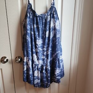H&M Blue Floral Ruffle Mini Sun Dress